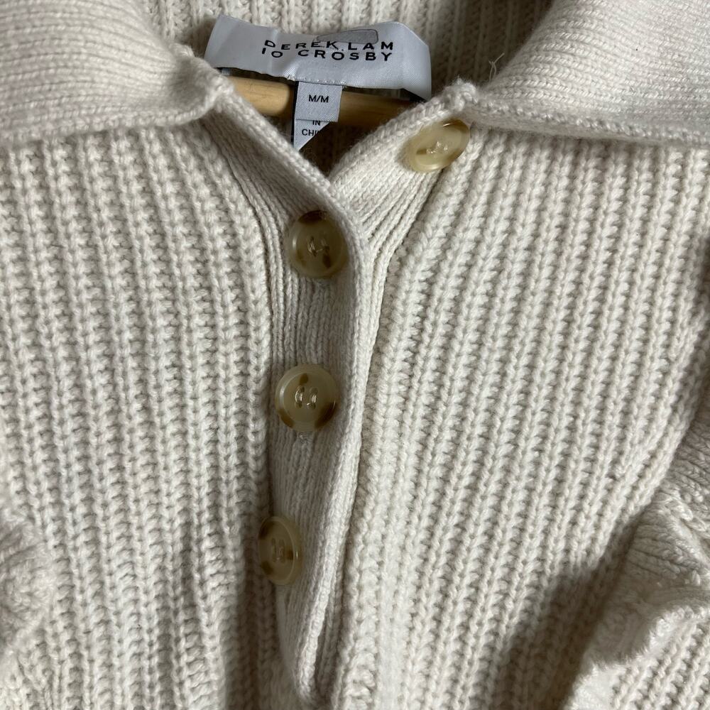 Derek Lam 10 Crosby Noelia Ivory Collared Ruffle Pullover Sweater Size M - Picture 11 of 13